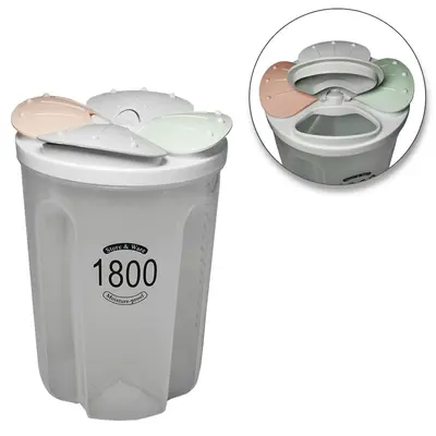 POTE ORGANIZADOR DE PLASTICO REDONDO COM 4 DIVISORIAS MULTIUSO 1,8L 20,5X14CM DE Ø