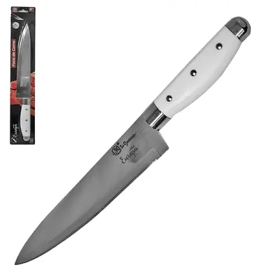 FACA DE CARNE / PEIXEIRA DE INOX 8'' CABO PLASTICO BRANCO EUROPA
