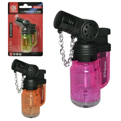 MINI MACARICO PORTATIL RECARREGAVEL COM CONTROLE MANUAL DE CHAMA E BOTAO DE ACENDIMENTO