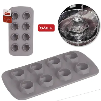 FORMA DE GELO COM 8 CAVIDADES DIAMANTE DE SILICONE FENDI 21,5X11X2,6CM