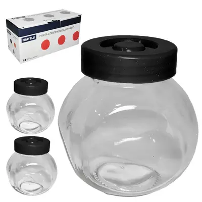 PORTA CONDIMENTO DE VIDRO BALEIRO COM TAMPA DE PLASTICO 3 PECAS 100ML