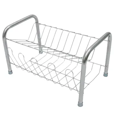 ESCORREDOR SECADOR DE PRATOS / COPOS ARAMADO DUPLO COMPACTO CROMO 39X25X22,5CM