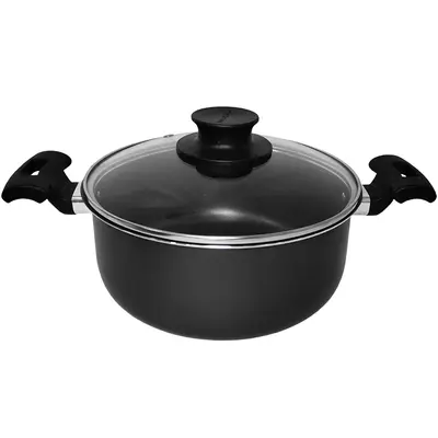 CACAROLA ANTIADERENTE COM ALCA E TAMPA DE VIDRO TROPICOS GRAFITE 20CM DE Ø 2,5L