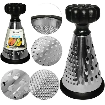 RALADOR DE INOX 3 FACES CONE COM PEGADOR PLASTICO 15,5X9CM