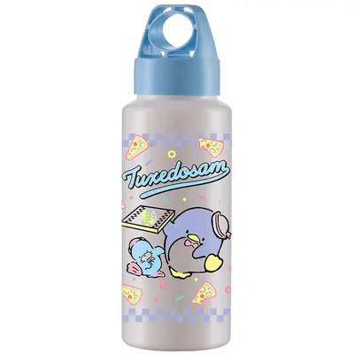 GARRAFA SQUEEZE DE PLASTICO PET SPORT BRANCO TUXEDOSAM PIZZA SANRIO COM TAMPA 350ML