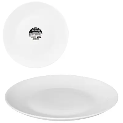 PRATO DE VIDRO REDONDO PARA SOBREMESA MERIDIONAL OPAL LISO BRANCO 19,5CM DE Ø