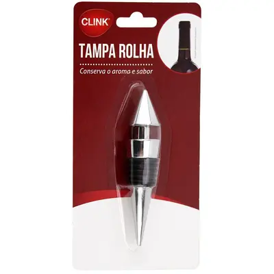 TAMPA DE METAL / SILICONE PARA GARRAFA DE VINHO 9X2CM NA CARTELA