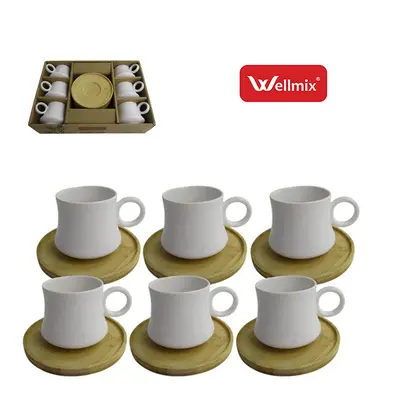JOGO DE XICARA DE PORCELANA COM PIRES DE BAMBU PARA CAFE HAVANA MILLAR COLLECTION 12 PECAS 90ML