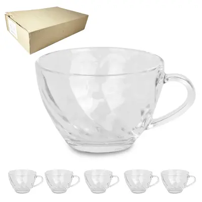 JOGO DE CANECA XICARA DE VIDRO PARA CHA RUBI COM 6 PECAS 230ML