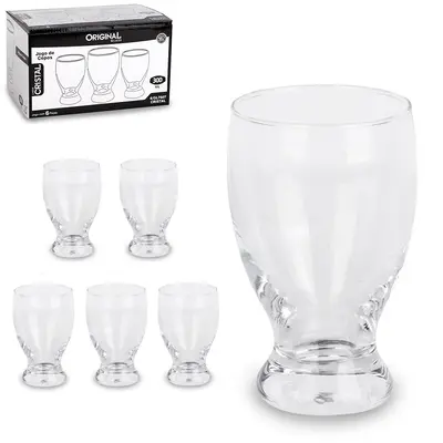 JOGO DE COPO DE VIDRO PARA CHOPP CRISTAL COM 6 PECAS 300ML