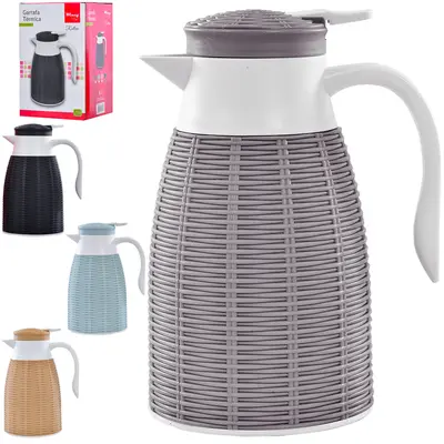 GARRAFA TERMICA COM AMPOLA DE VIDRO + GATILHO RATTAN 1L
