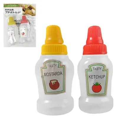 CONJUNTO DE MINI BISNAGA FRASCO DE PLASTICO PARA MOSTARDA E KETCHUP COM 2 PECAS 25ML