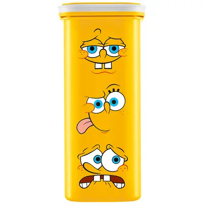ORGANIZADOR DE PLASTICO QUADRADO AMARELO BOB ESPONJA COM TAMPA 1000ML