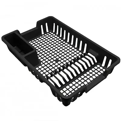 ESCORREDOR SECADOR DE PRATOS / TALHER DE PLASTICO PRETO 44X29X8CM