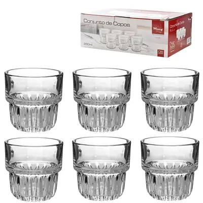 JOGO DE COPO DE VIDRO WHISKY MILANO COM 6 PECAS 250ML