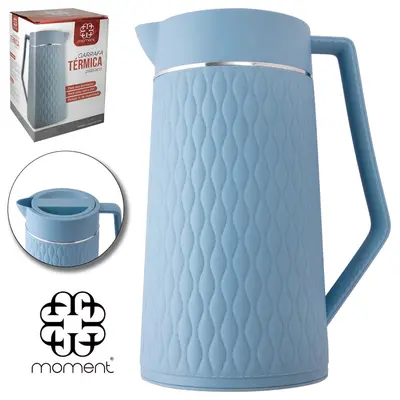 GARRAFA TERMICA COM AMPOLA DE VIDRO AZUL MOMENT 1L