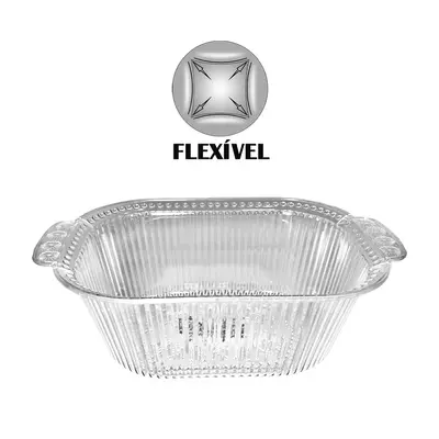 TIGELA SALADEIRA / FRUTEIRA DE PLASTICO PET FLEXIVEL OVAL COM ALCA 26X16,5X8,5CM