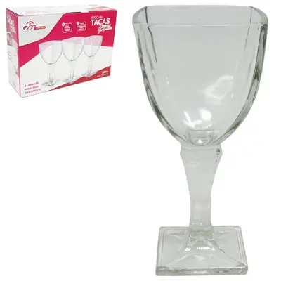 JOGO DE TACA DE VIDRO VERSAILLES GLASS COM 3 PECAS 290ML NA CAIXA