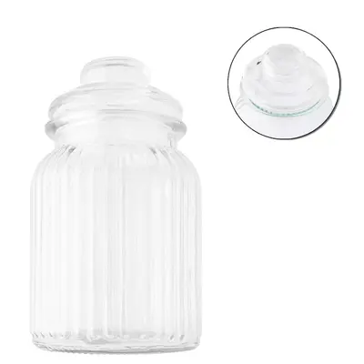 POTE DE VIDRO REDONDO COM TAMPA HERMETICA DE VIDRO FLUX 960ML