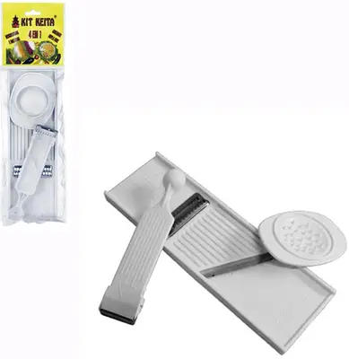 CORTADOR FATIADOR E RALADOR COM BOLEADOR DE LEGUMES DE METAL / PLASTICO 4 EM 1