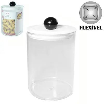 POTE DE PLASTICO PET FLEXIVEL REDONDO COM TAMPA HERMETICA 850ML
