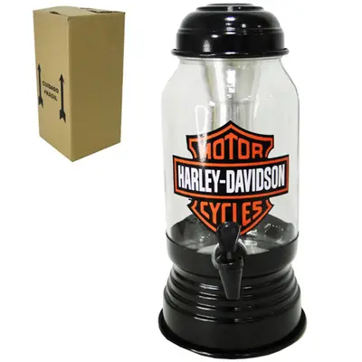 CERVEJEIRA / CHOPEIRA DE VIDRO COM BASE E TAMPA DE ALUMINIO HARLEY DAVIDSON 2,6 L CAIXA