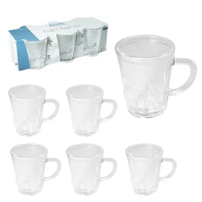 JOGO DE CANECA XICARA DE VIDRO PARA CAFE / CAPPUCCINO COFFEE EXPRESSO COM 6 PECAS 70ML