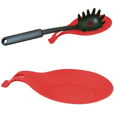 DESCANSO DE SILICONE PARA TALHER VERMELHO 20X9CM