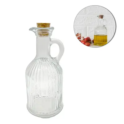 AZEITEIRO / VINAGREIRO / GARRAFA DECORATIVA DE VIDRO COM ALCA + TAMPA ROLHA CORTICA ROMA 300ML