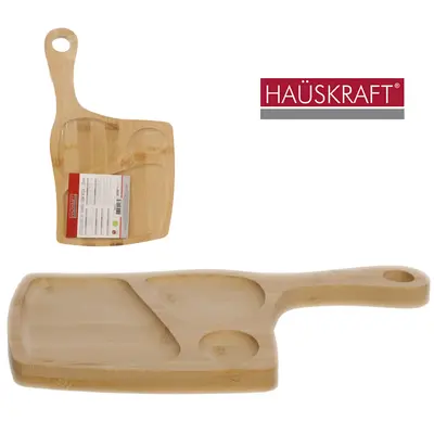 PETISQUEIRA DE BAMBU COM 3 DIVISORIAS + PEGADOR HAUSKRAFT 35X21CM