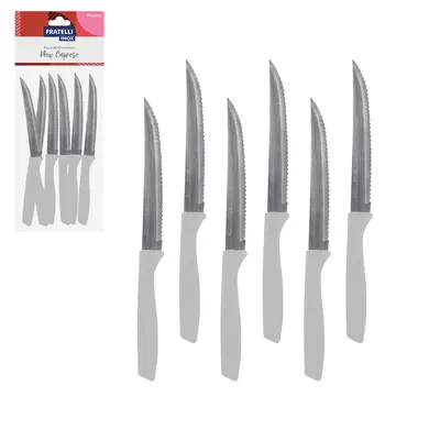 FACA DE MESA DE INOX CABO PLASTICO CINZA NEW CAPRESE 6 PECAS 20,5CM