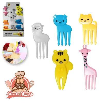 GARFO / GARFINHO DE PLASTICO BICHINHOS PARA FRUTAS E PETISCOS COM 10 PECAS 4X2CM