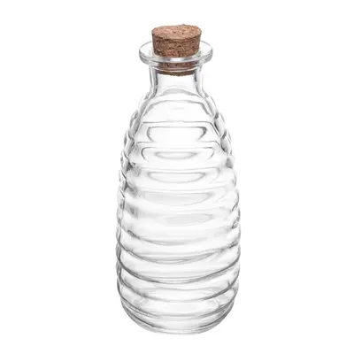 POTE DE VIDRO REDONDO COLMEIA COM TAMPA CORTICA 270ML