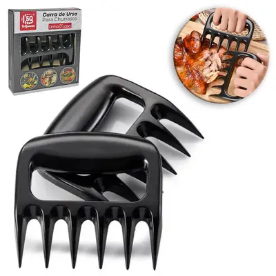GARRA DE URSO DE PLASTICO PARA CHURRASCO COM 2 PECAS 10,5X10,5CM NA CAIXA