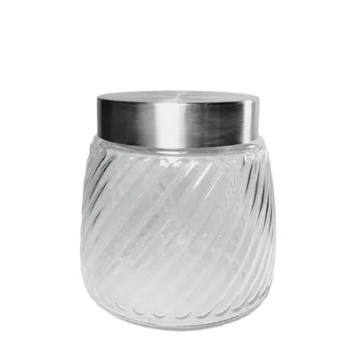 POTE DE VIDRO REDONDO COM TAMPA DE METAL 800ML