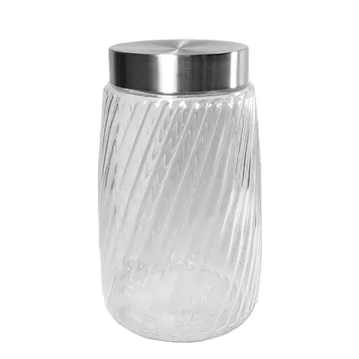 POTE DE VIDRO REDONDO COM TAMPA DE METAL 1500ML