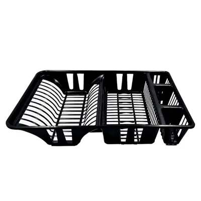 ESCORREDOR SECADOR DE PRATOS / TALHER DE PLASTICO PRETO 46X31X8,5CM