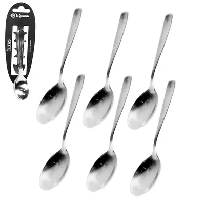 COLHER DE SOBREMESA DE INOX COM 6 PECAS 17,8CM TEXAS