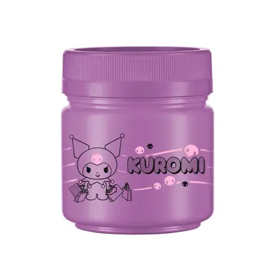 POTE DE PLASTICO REDONDO LILAS KUROMI EMPILHAVEL COM TAMPA DE ROSCA 150ML