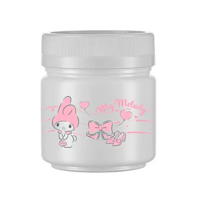 POTE DE PLASTICO REDONDO BRANCO MY MELODY EMPILHAVEL COM TAMPA DE ROSCA 150ML