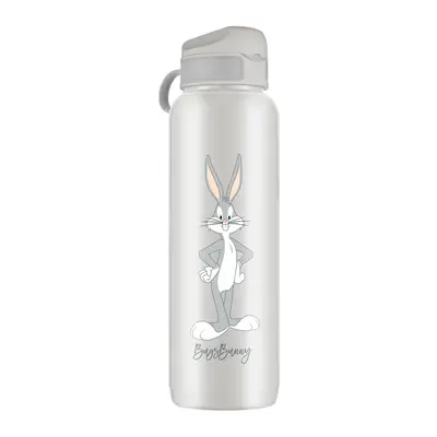 GARRAFA SQUEEZE DE PLASTICO PET CINZA PERNALONGA COM TAMPA + ALCA 1000ML