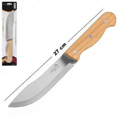 FACA DE COZINHA DE INOX CURVADA 6'' CABO MADEIRA TOP CASA
