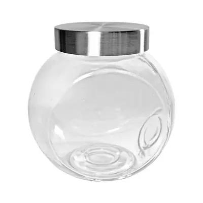POTE BALEIRO DE VIDRO COM TAMPA DE METAL 650ML