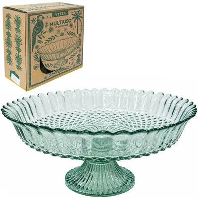 CENTRO DE MESA DE VIDRO REDONDO COM PE DIAZAO DE /PARA 13,5X30CM DE Ø