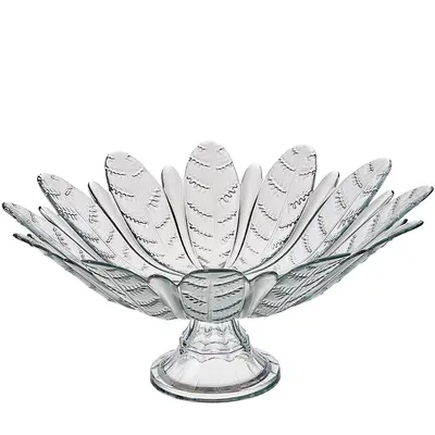CENTRO DE MESA DE VIDRO REDONDO COM PE FOLHAS 18X39CM DE Ø