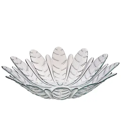 CENTRO DE MESA DE VIDRO REDONDO FOLHAS 10X39CM DE Ø