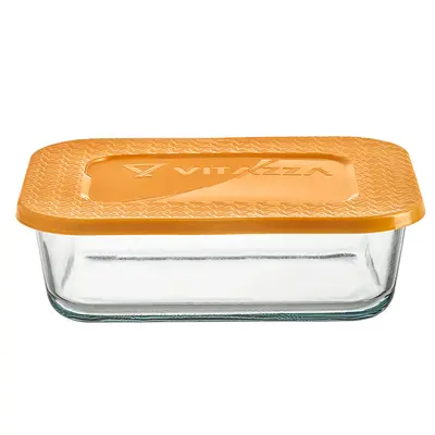 POTE DE VIDRO RETANGULAR COM TAMPA DE PLASTICO 1L