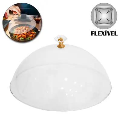 TAMPA / PROTETORA PARA ALIMENTOS COM POMEL DE PLASTICO PET FLEXIVEL 23,5CM DE Ø