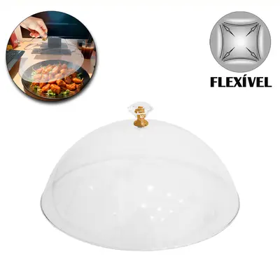 TAMPA / PROTETORA PARA ALIMENTOS COM POMEL DE PLASTICO PET FLEXIVEL 20CM DE Ø