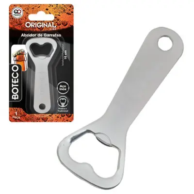 ABRIDOR DE GARRAFA DE INOX BOTECO 4'' 10CM NA CARTELA